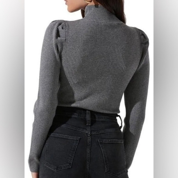 ASTR THE LABEL Front Cutout Sexy Gray Ribbed Bodysuit Size Small EUC Stretch - Picture 5 of 7